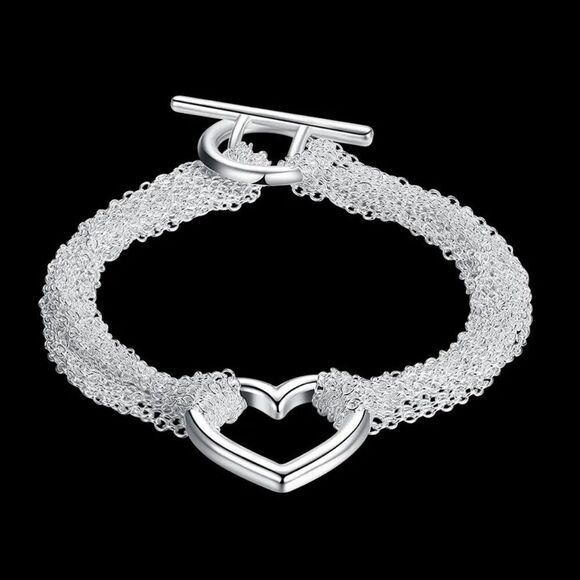 The Mesh Chain Heart Toggle Bracelet 925 - Picture 5 of 14